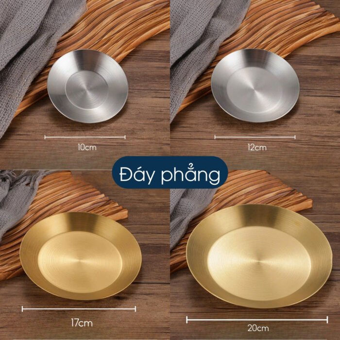 đĩa inox hàn quốc tròn cao cấp, đĩa inox hàn quốc 2 lớp
