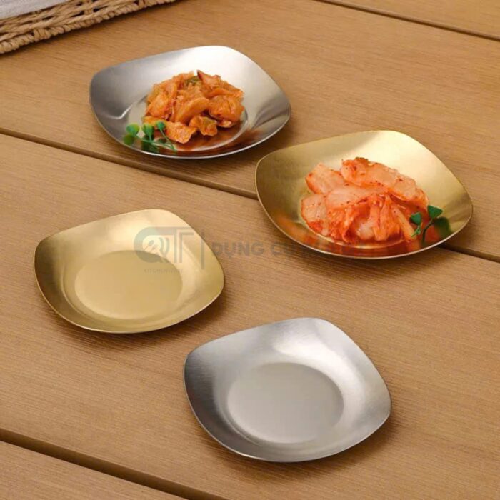 đĩa inox hàn quốc vuông cao cấp, đĩa inox hàn quốc 2 lớp