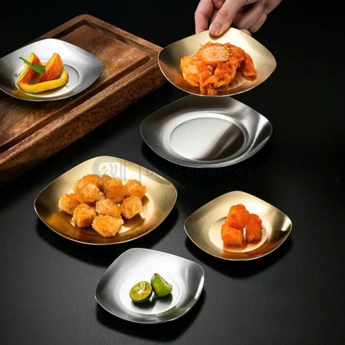 đĩa inox hàn quốc vuông cao cấp, đĩa inox hàn quốc 2 lớp