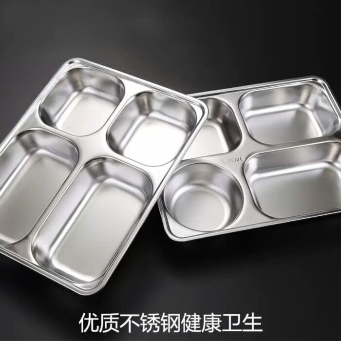 khay cơm inox 4 ngăn cao cấp, khay cơm inox 304, khay ăn inox 304, khay cơm 4 ngăn có nắp, khay cơm 4 ngăn inox