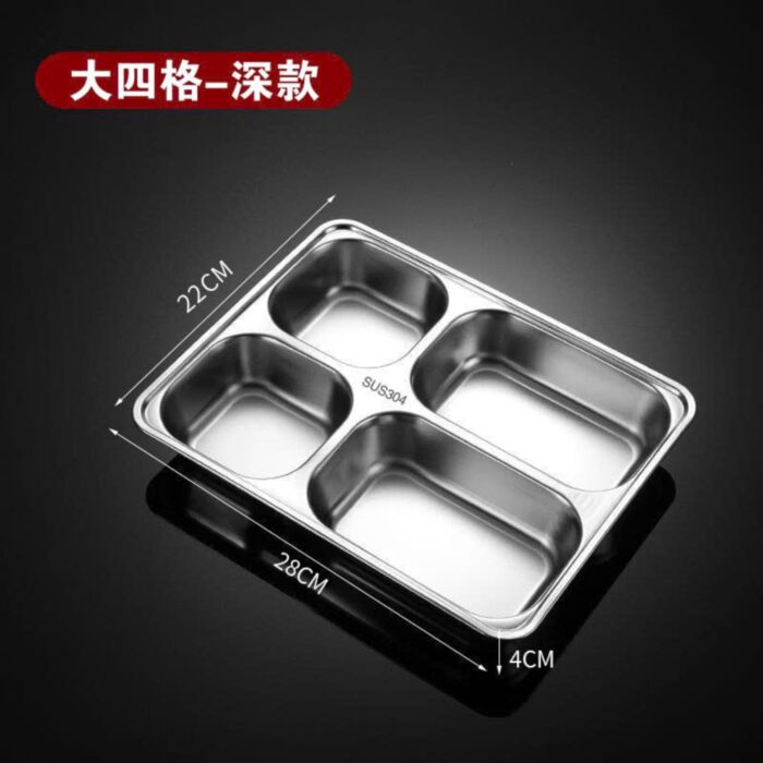 khay cơm inox 4 ngăn cao cấp, khay cơm inox 304, khay ăn inox 304, khay cơm 4 ngăn có nắp, khay cơm 4 ngăn inox