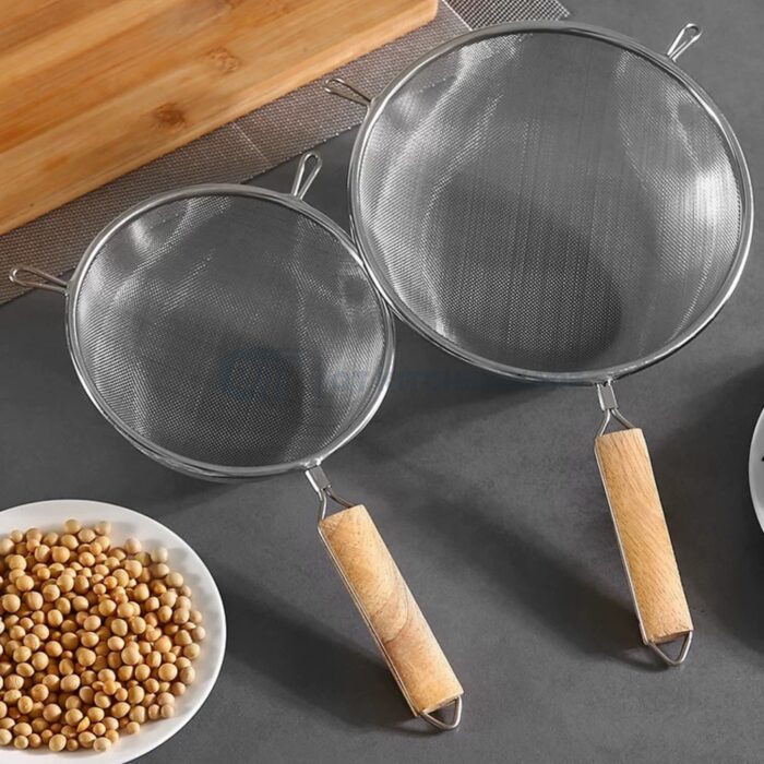 rây lọc inox cán gỗ cao cấp, rây lọc inox nhà hàng khách sạn, rây lọc công nghiệp