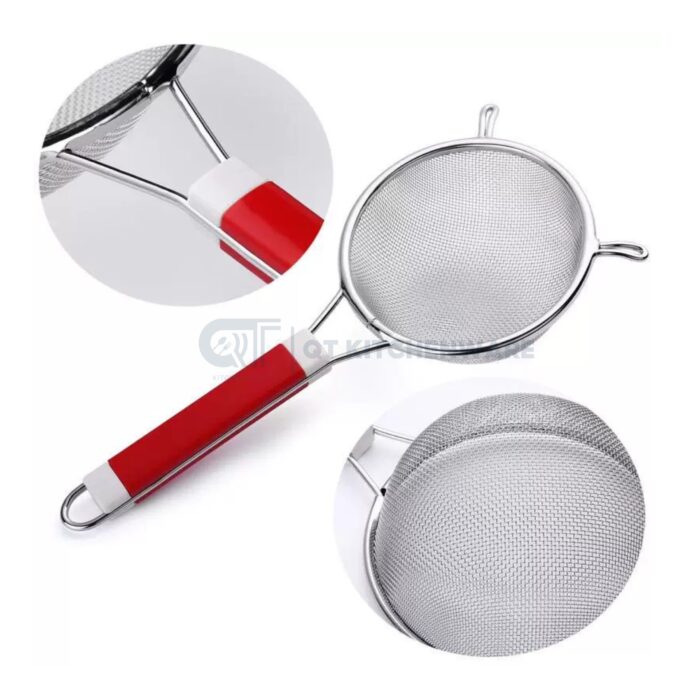 vợt lọc inox cán đỏ cao cấp, vợt lọc cán đỏ, lọc inox cán đỏ