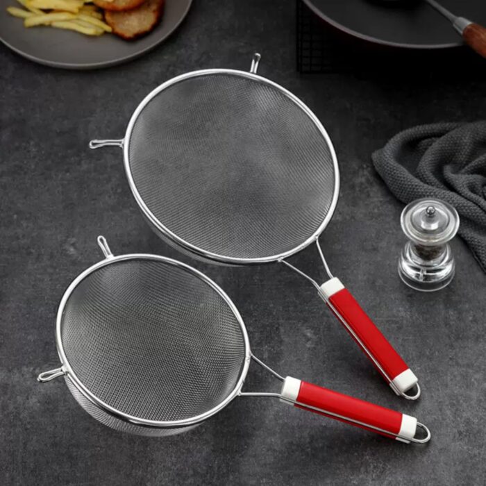 vợt lọc inox cán đỏ cao cấp, vợt lọc cán đỏ, lọc inox cán đỏ