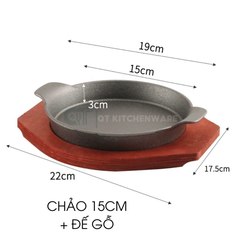 Chảo gang tròn 2 tai trơn