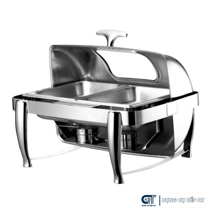 Nồi hâm nóng buffet điện 2 ngăn cho phép giữ nóng đồng thời 2 món ăn khác nhau