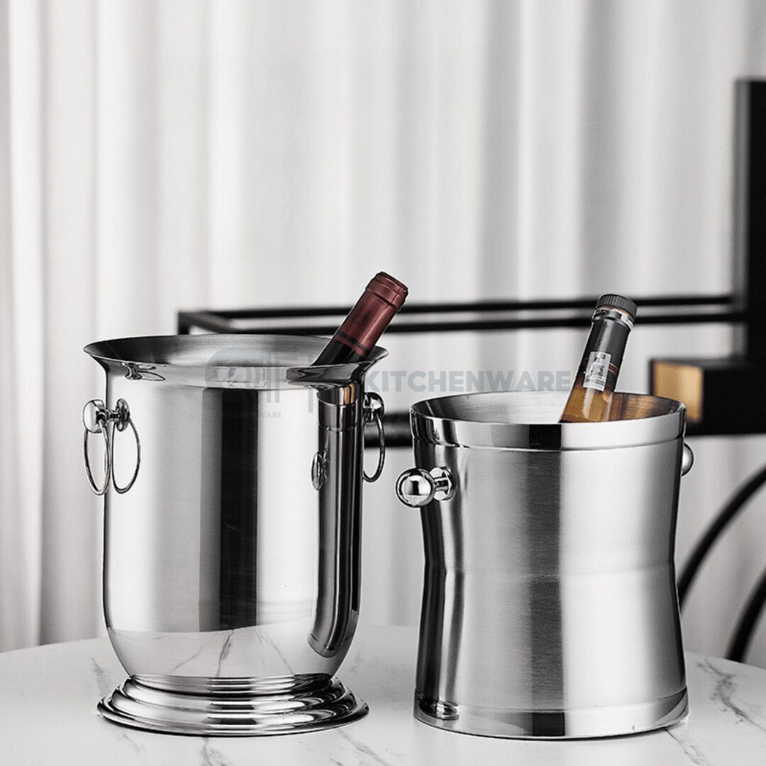 Xô ngâm rượu vang inox 2 lớp chân loe có quai