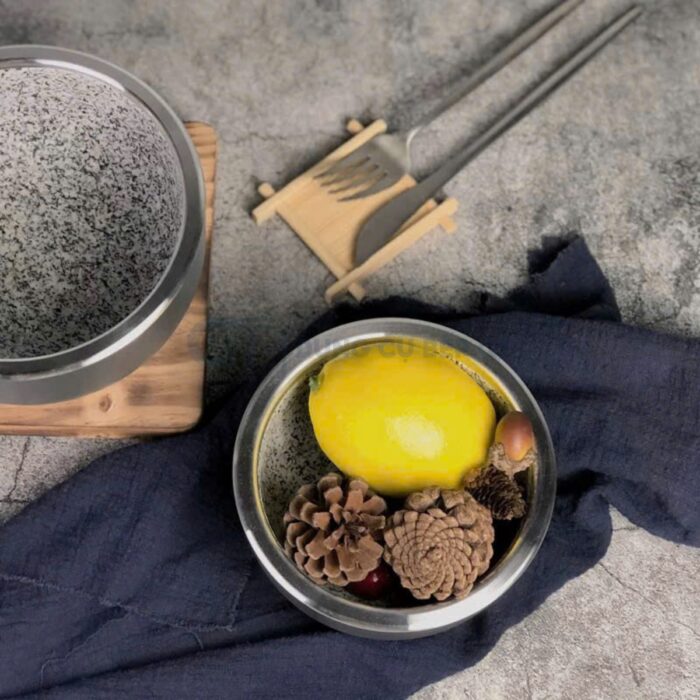 bát đá hàn quốc màu ghi cao cấp, bát đá giữ nhiệt, bát đá phong cách hàn quốc