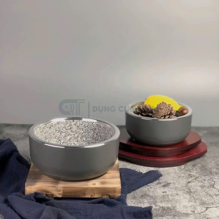 bát đá hàn quốc màu ghi cao cấp, bát đá giữ nhiệt, bát đá phong cách hàn quốc