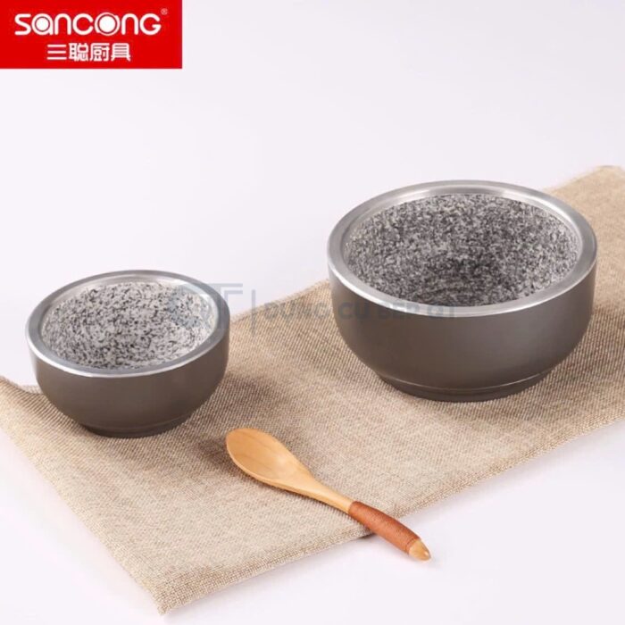 bát đá hàn quốc màu ghi cao cấp, bát đá giữ nhiệt, bát đá phong cách hàn quốc