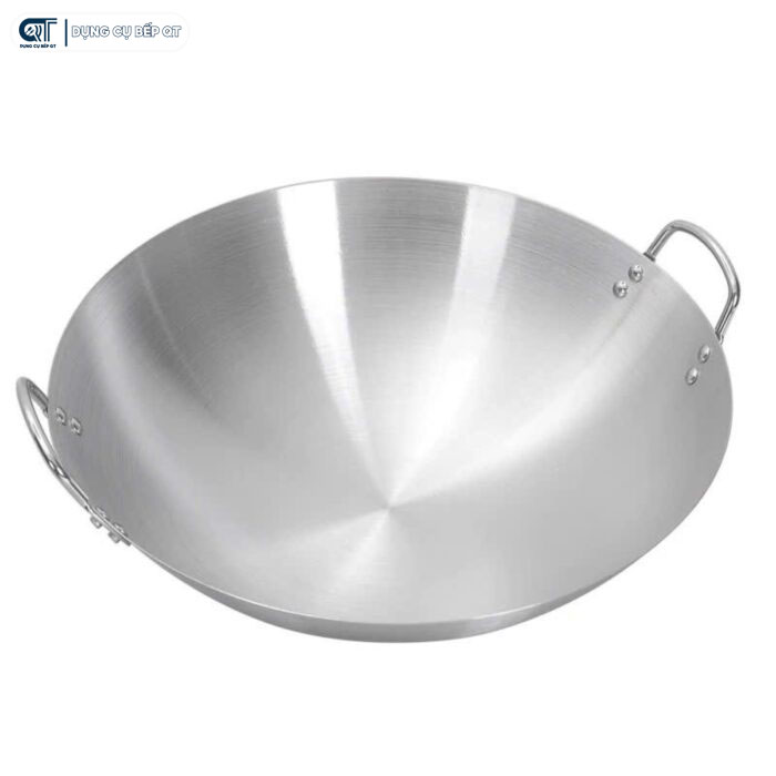 Chảo inox công nghiệp có vẻ ngoài sáng bóng, độ bền cao