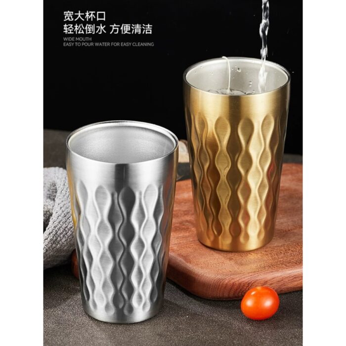 cốc inox 2 lớp sóng hàn quốc cao cấp, cốc inox hàn quốc 2 lớp, cốc hàn quốc inox 2 lớp