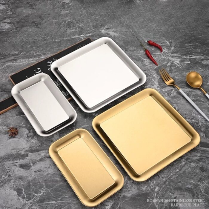 đĩa inox điểm tâm hàn quốc cao cấp, đĩa inox hàn quốc vuông, đĩa inox hàn quốc chữ nhật