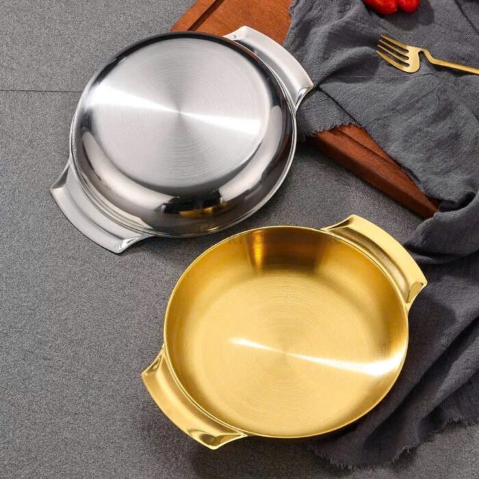 đĩa inox tròn hàn quốc đế bằng cao cấp, đĩa hàn quốc đế bằng, đĩa inox tròn đế bằng, đĩa inox 2 lớp hàn quốc, đĩa inox hàn quốc 2 tay bê cao cấp