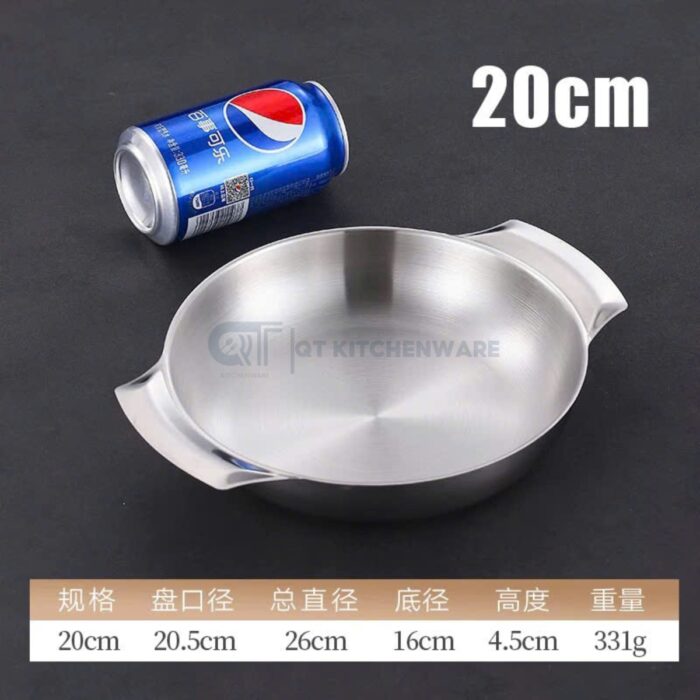 đĩa inox tròn hàn quốc đế bằng cao cấp, đĩa hàn quốc đế bằng, đĩa inox tròn đế bằng, đĩa inox 2 lớp hàn quốc, đĩa inox hàn quốc 2 tay bê cao cấp