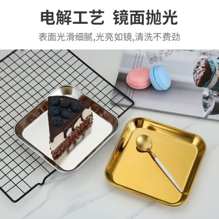 đĩa inox vuông trơn hàn quốc cao cấp, đĩa inox hàn quốc, đĩa inox hàn quốc hình vuông