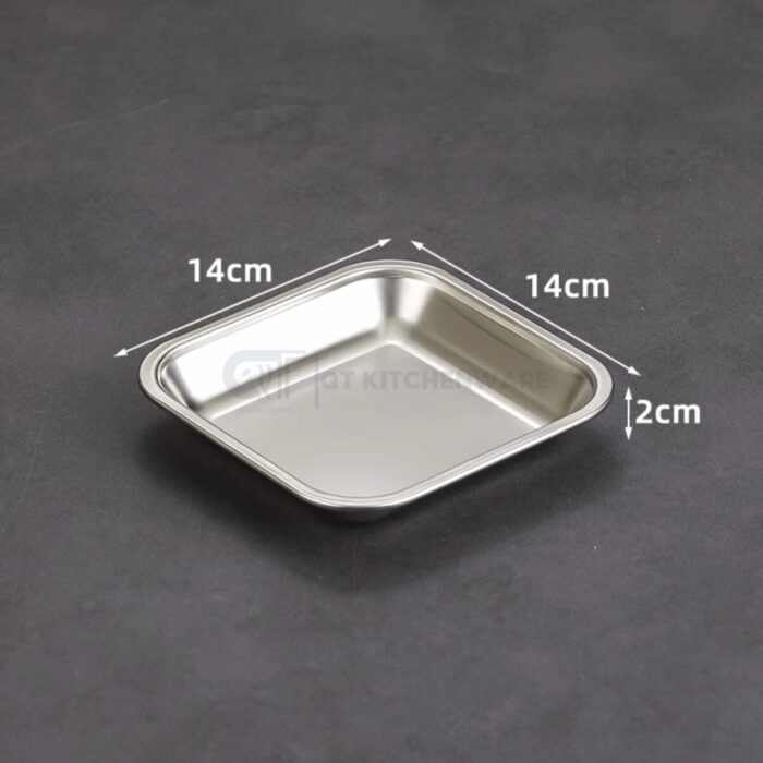 Đĩa inox vuông trơn hàn quốc ăn vặt