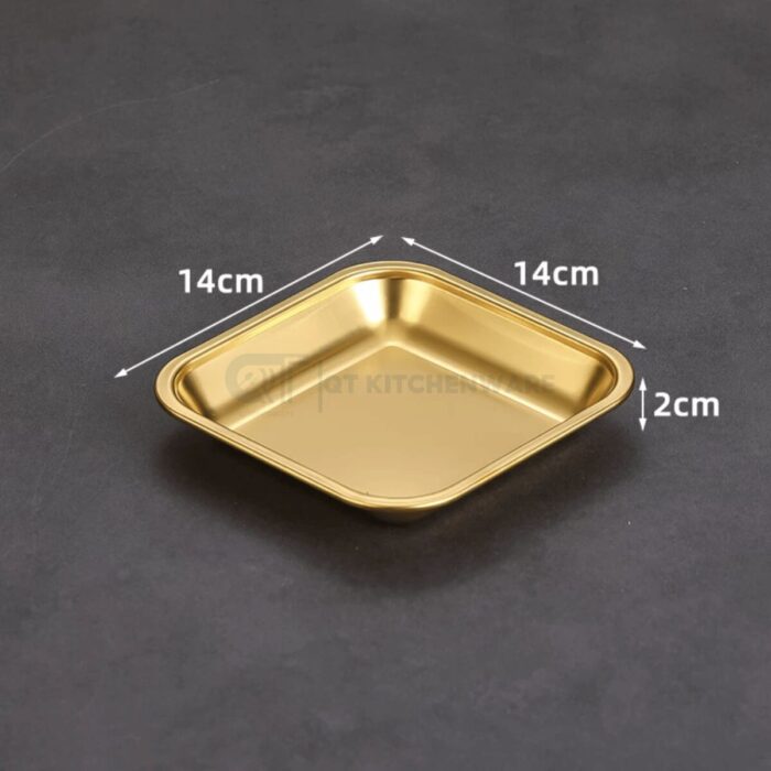 Đĩa inox vuông trơn hàn quốc ăn vặt