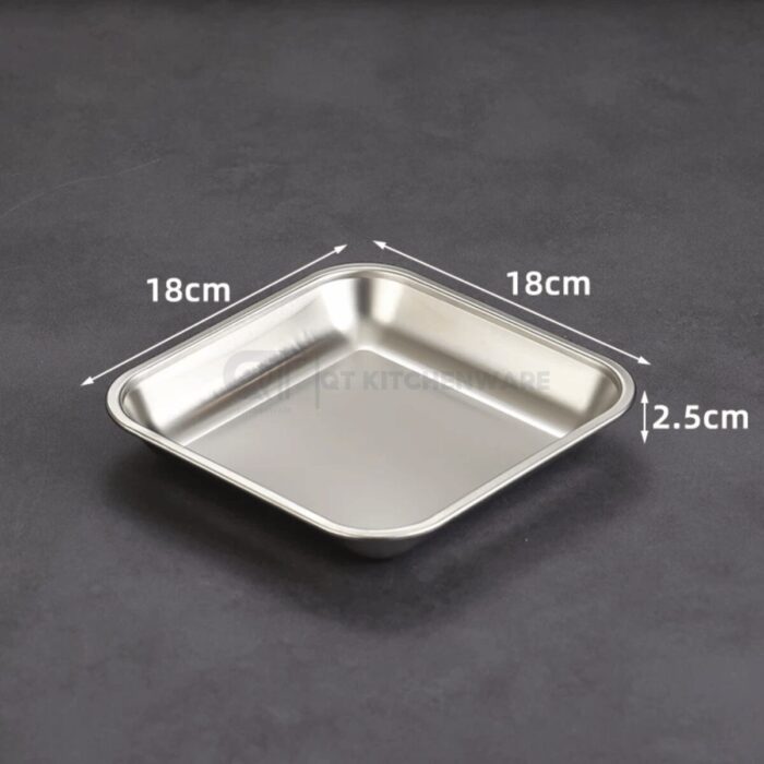 Đĩa inox vuông trơn hàn quốc ăn vặt