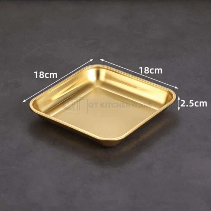 Đĩa inox vuông trơn hàn quốc ăn vặt