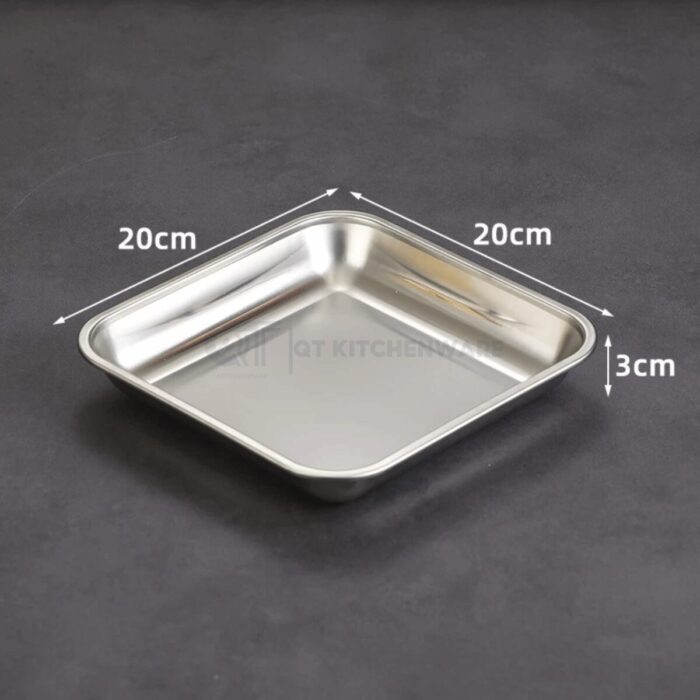 Đĩa inox vuông trơn hàn quốc ăn vặt