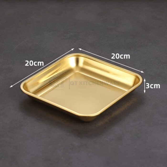 Đĩa inox vuông trơn hàn quốc ăn vặt