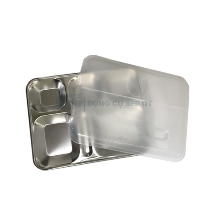 khay cơm inox cao cấp, khay cơm có nắp, khay inox ăn cơ,, khay cơm inox 5 ngăn