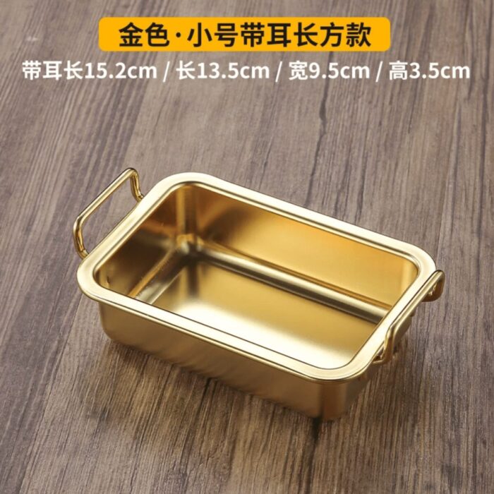 Khay inox bày đồ hàn quốc dày 2 quai