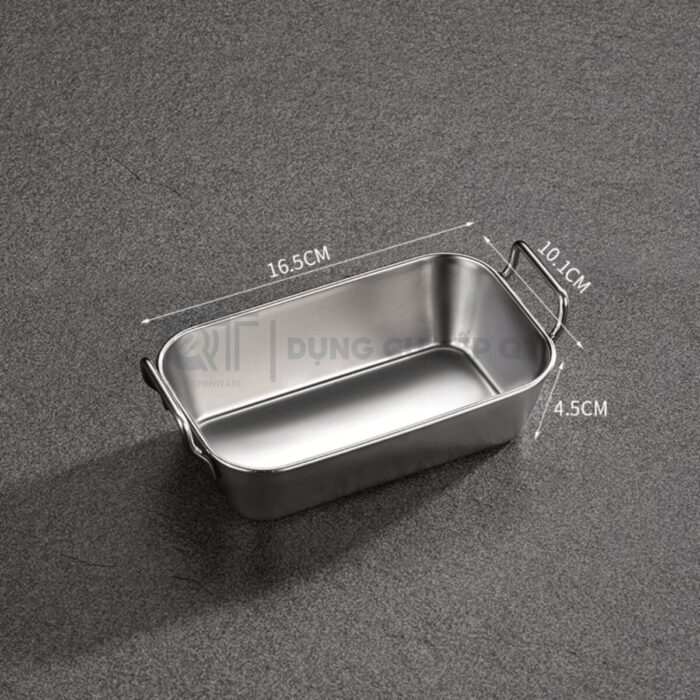 Khay inox để snack vuông hai quai hàn quốc