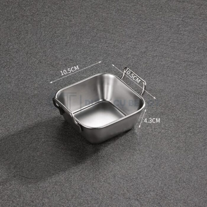 Khay inox để snack vuông hai quai hàn quốc