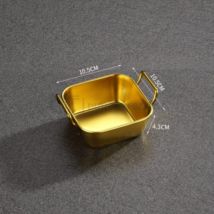 Khay inox để snack vuông hai quai hàn quốc