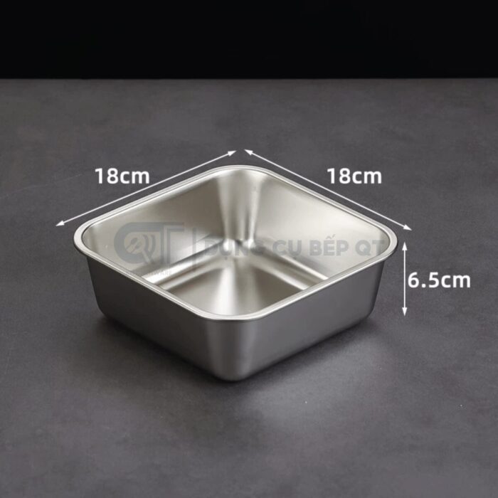 Khay Inox Vuông Sâu Có Nắp Hàn Quốc
