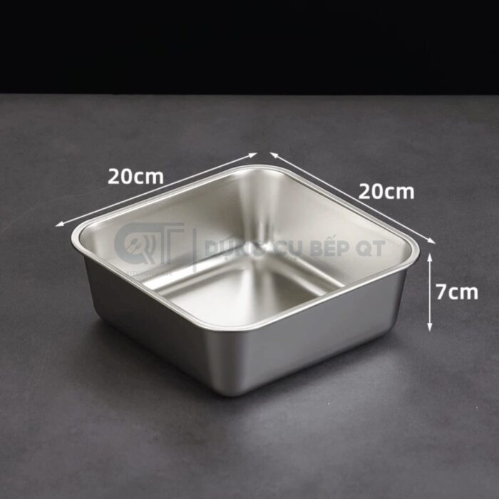 Khay Inox Vuông Sâu Có Nắp Hàn Quốc