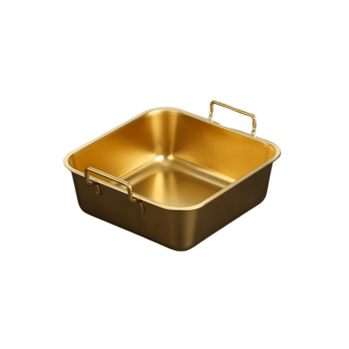 Khay Inox Vuông Sâu Tay Cầm Có Nắp Hàn Quốc