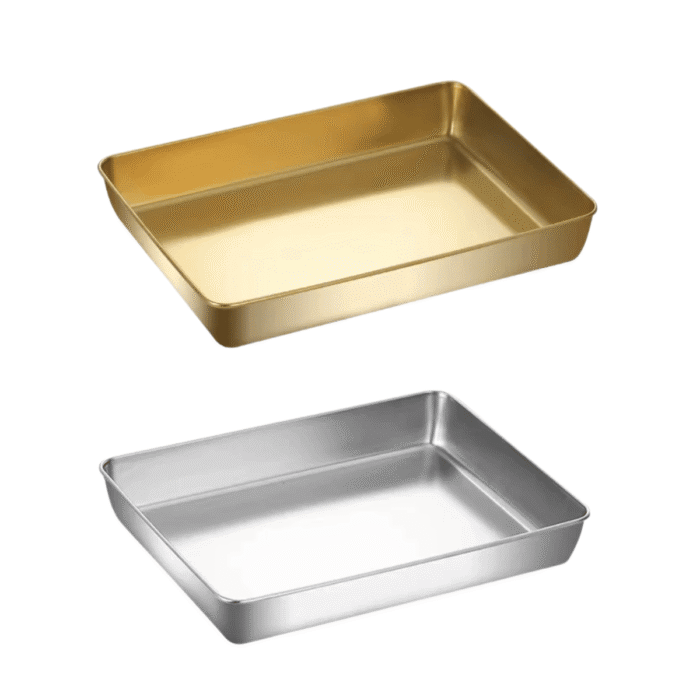 Khay Phần Inox Hàn Quốc Bạc Vàng Bày Đồ