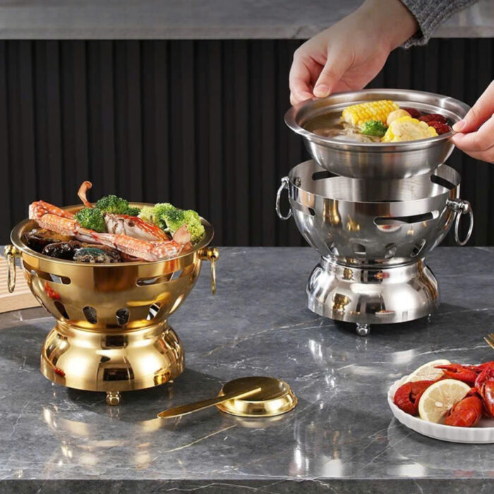 nồi lẩu mini inox có bếp cồn hàn quốc cao cấp, nồi lẩu mini, nồi lẩu ăn 1 người