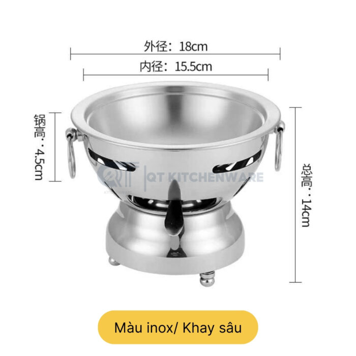 nồi lẩu mini inox có bếp cồn hàn quốc cao cấp, nồi lẩu mini, nồi lẩu ăn 1 người