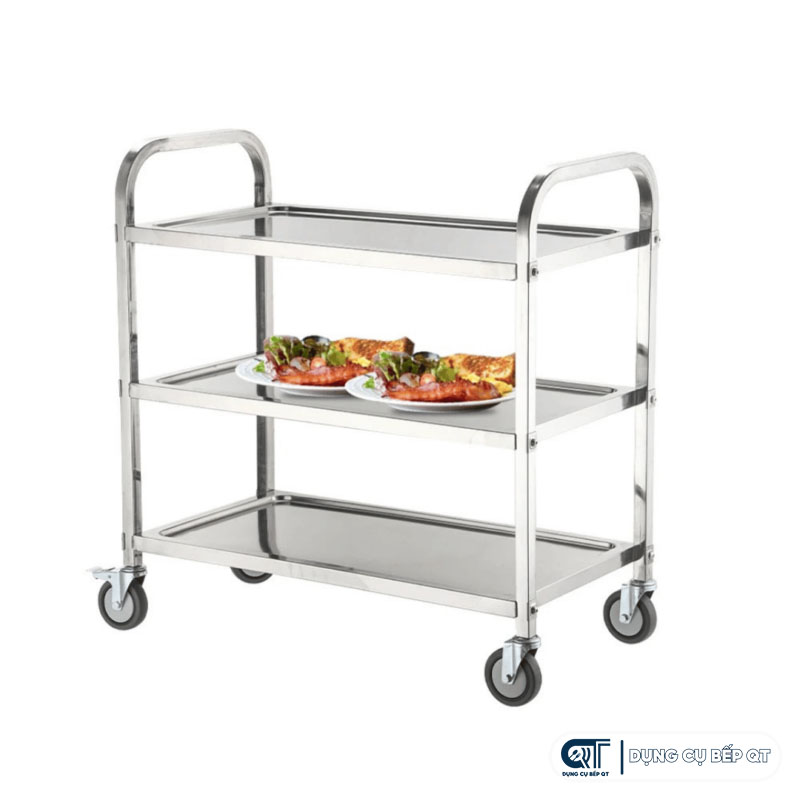 Xe đẩy thức ăn 2 tầng, 3 tầng đều dễ sử dụng và linh hoạt 