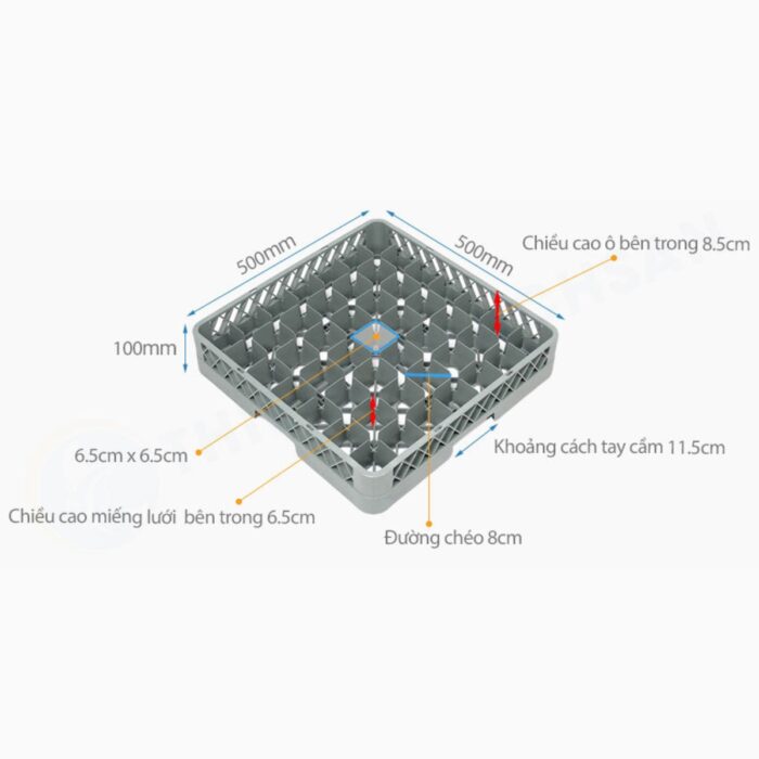 rack đựng ly cốc 49 ngăn cao cấp, rack 49 ô, rack nhựa đựng ly cốc