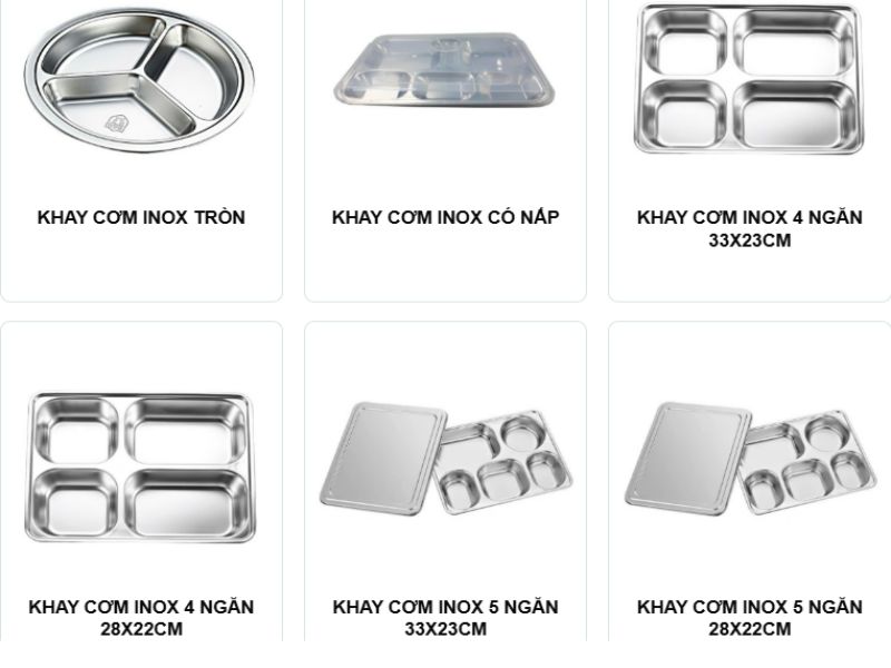 Dụng cụ bếp QT cung cấp đa dạng những mẫu khay cơm inox bán chạy nhất