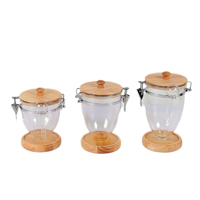 Bình đựng ngũ cốc 1 ngăn nắp gỗ - 1 trong những dụng cụ nhà bếp thông minh được quan tâm nhất tại Dụng cụ bếp QT - Quang Thúy