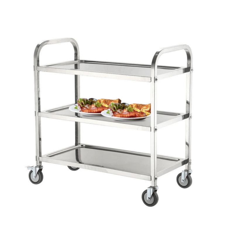 100% sản phẩm đạt tiêu chuẩn chất lượng - Ảnh trên là xe đẩy inox 3 tầng