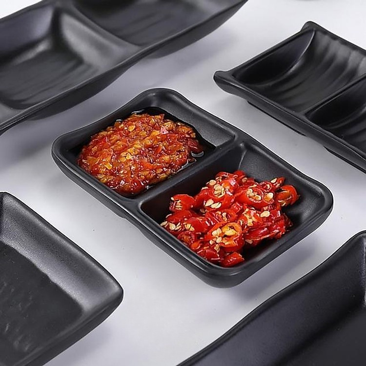 Khay đựng nước chấm 2 ngăn nhựa melamine