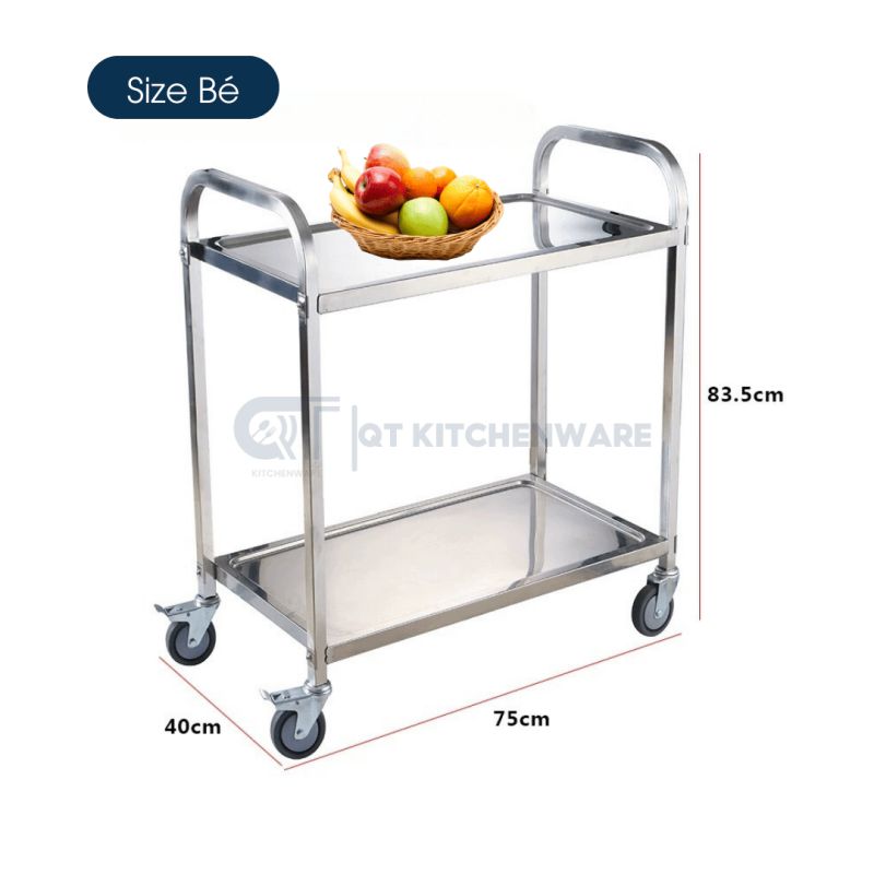 Xe đẩy thức ăn 2 tầng inox ngày càng xuất hiện nhiều hơn trong nhà hàng - khách sạn chuyên nghiệp