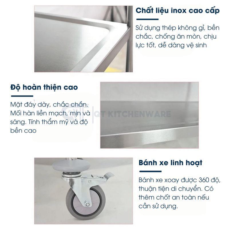 Cấu tạo của xe đẩy 2 tầng inox