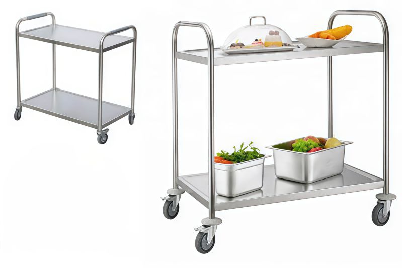 Không chỉ xuất hiện trong bếp, xe đẩy thức ăn 2 tầng inox còn theo sát quy trình từ chuẩn bị - phục vụ - thu dọn